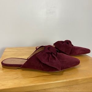 MADEWELL Remi Bow Mule Flats Slides Pinot Noir 6M